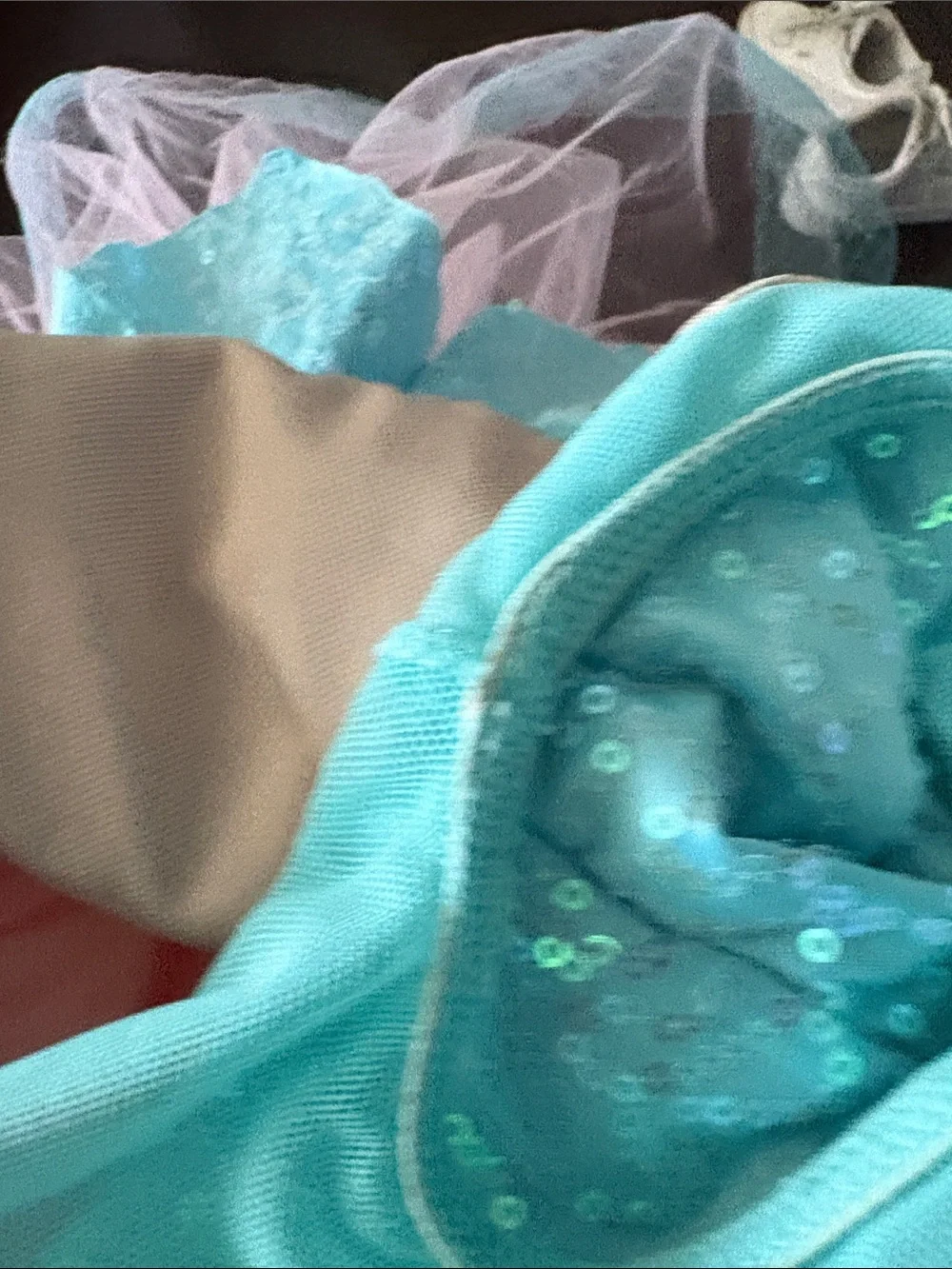 Weissman Aqua and Pink Sequin Tulle Dance Costume like new worn once